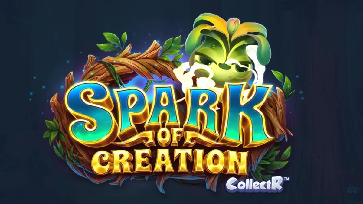 Cenário mágico e vibrante da floresta no slot Spark of Creation